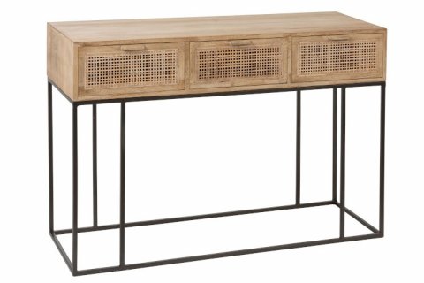 Console bois clair et cannage 3 tiroirs scandinave GÜSS