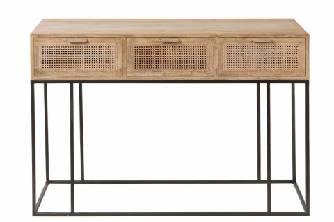 Console bois clair et cannage 3 tiroirs scandinave GÜSS