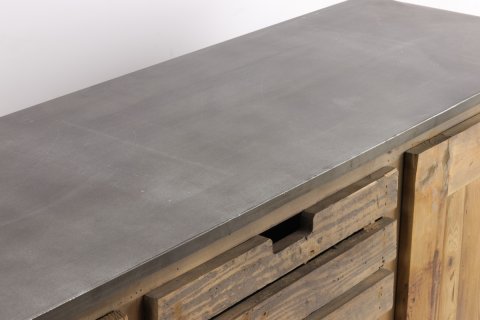 Meuble bar zinc 160cm - Pin massif