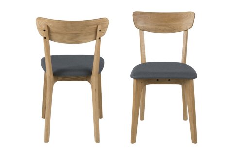 Chaise scandinave bois massif et tissu gris (lot de 2) TIMO