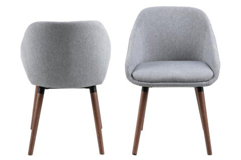 Chaise scandinave moderne tissu gris piétement bois (Lot de 2)  ALYSSE