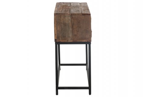 Console 8 tiroirs bois brut recyclé industriel 75cm KAMELOT