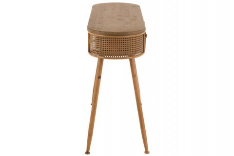 Console en cannage métal et bois moderne 120cm JOHN