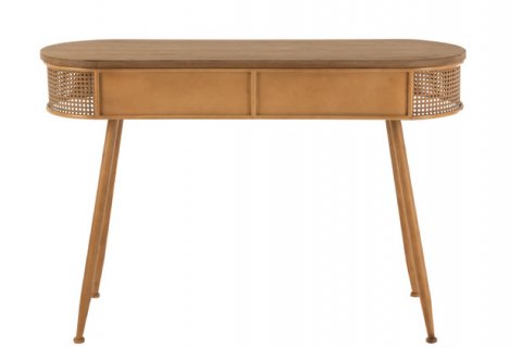 Console en cannage métal et bois moderne 120cm JOHN