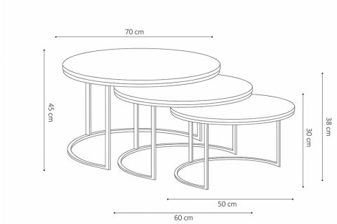 Table basse ronde gigogne bois et métal JAHAN