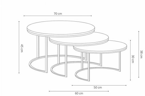 Table gigogne ronde industrielle en bois massif noir et métal JAHAN