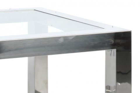 Table d'appoint en verre et chrome moderne BADABEST