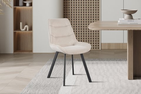 Chaise velours beige fine rayure avec poignée SOPHIE