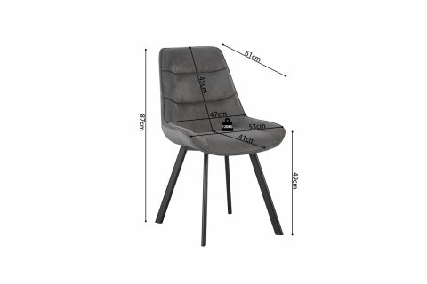 Chaise velours gris fine rayure avec poignée SOPHIE