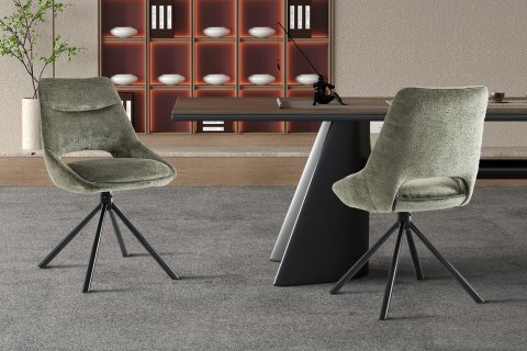 Chaise moderne tissu vert MARIE