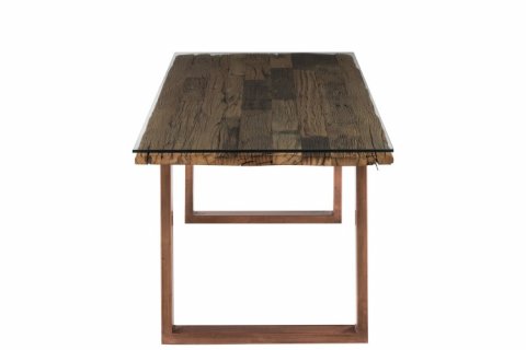 Table à manger industrielle en bois et verre CUPPER