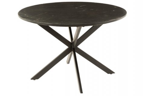 Table à manger ronde en marbre noir et métal MARCA