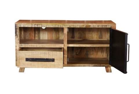 Meuble TV industriel bois massif et métal 120cm LINCOLN