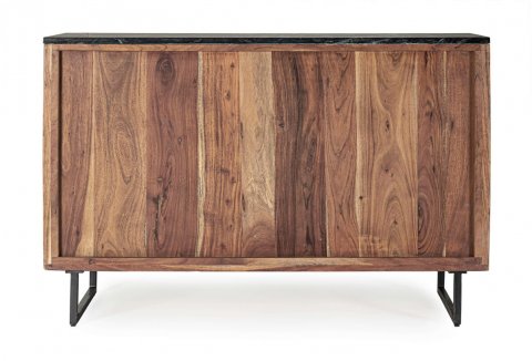 Buffet en bois massif d'acacia 120cm avec plateau en marbre JEAN