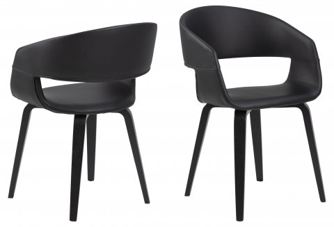 Lot de 2 chaises design noire ROMA