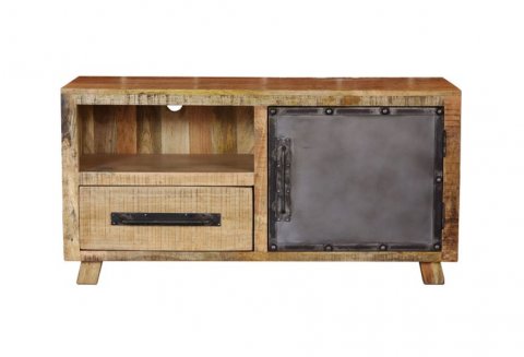 Meuble TV industriel bois massif et métal 120cm LINCOLN