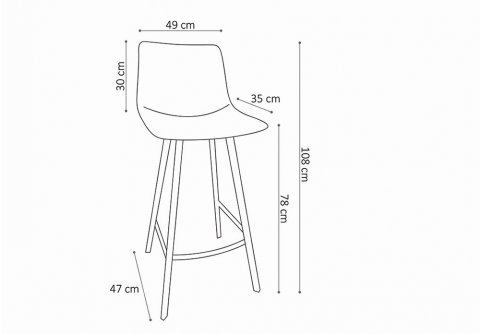 Lot de 2 chaises de bar marron assise H 78cm SOLEN