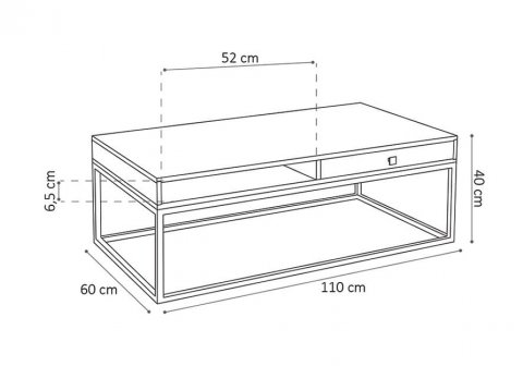 Table basse en bois massif industrielle 1 tiroir VICTOR
