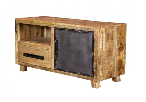 Meuble TV industriel bois massif et métal 120cm LINCOLN