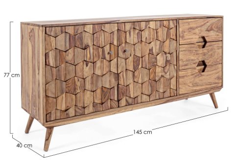 Buffet scandinave en bois massif de sheesham 145cm OSLO