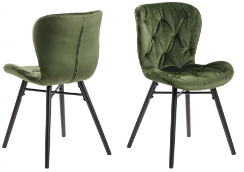 Lot de 2 chaises capitonnées velours vert moderne CELESTE