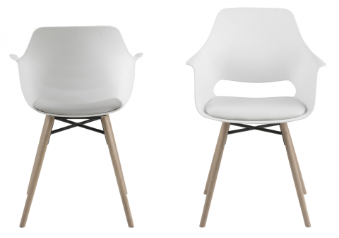 Chaise scandinave design blanche et bois (lot de 2) IVAN