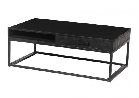Table basse rectangulaire bois massif noir 110cm VICTOR