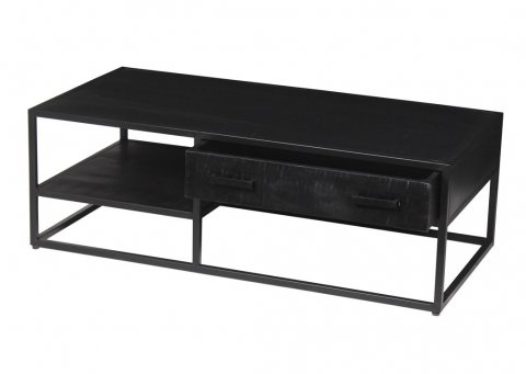 Table basse moderne bois noir et métal 120cm OLIVIA