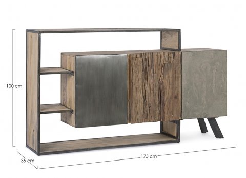 Buffet moderne bois métal béton BRADFORD