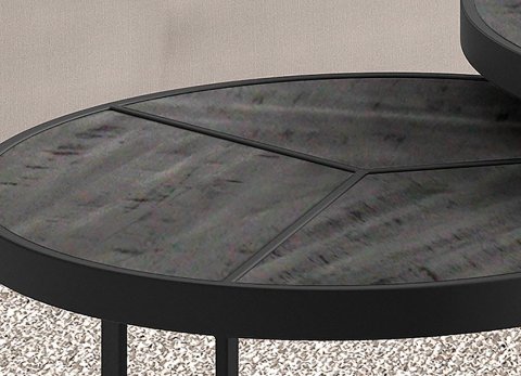 Table basse gigogne ronde industrielle bois noir et métal PHENIX