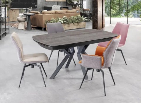 Table extensible céramique forme tonneau grise ANEMONE