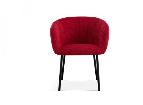 Lot de 2 chaises fauteuils design matelassée tissu rouge GIA