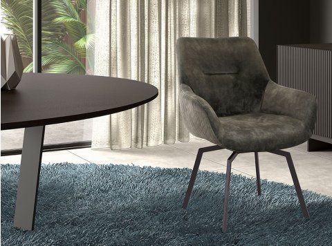Chaise fauteuil pivotante velours vert MELINE