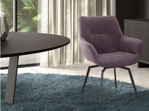 Chaise fauteuil pivotante velours côtelé gris MELINE