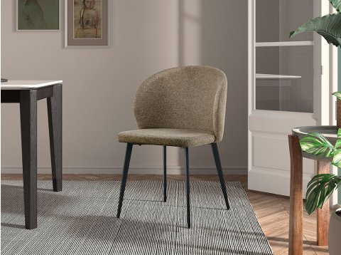 Lot de 2 chaises design tissu taupe MANEL