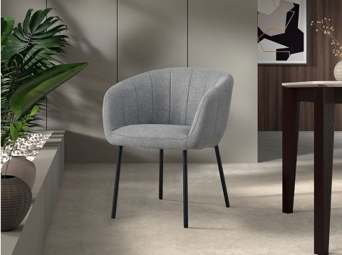 Lot de 2 chaises fauteuils design matelassée tissu gris GIA