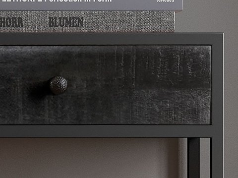 Console bois noir et métal style industriel 100cmJANA