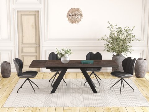 Table à manger céramique extensible effet acier rouillé ONTARIO