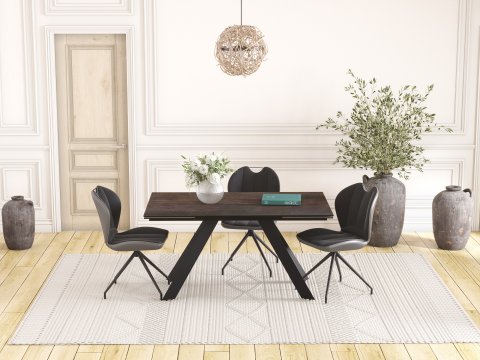 Table à manger céramique extensible effet acier rouillé ONTARIO