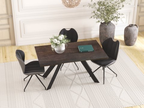 Table à manger céramique extensible effet acier rouillé ONTARIO