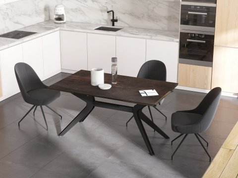 Table de repas extensible céramique acier effet rouillé IMPULSION