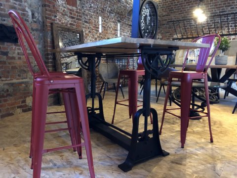 Table à manivelle métal et bois industriel FACTORY