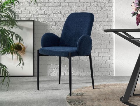 Chaise fauteuil moderne en tissu VALENTINE-Bleu