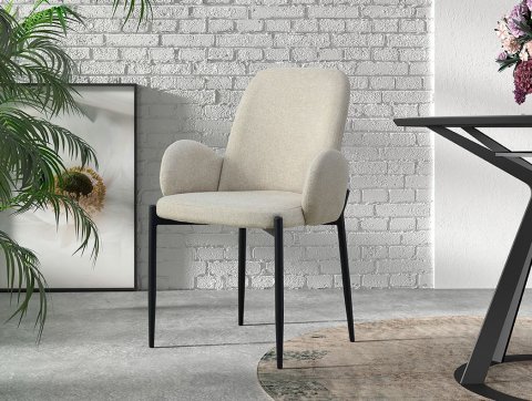 Lot de 2 chaises design tissu beige VALENTINE