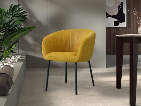 Lot de 2 chaises fauteuils design matelassée tissu jaune GIA