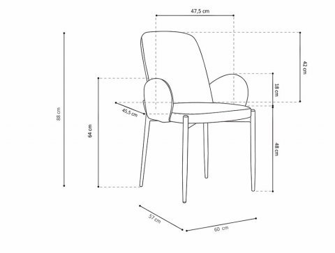 Chaise fauteuil moderne en tissu VALENTINE-Anthracite