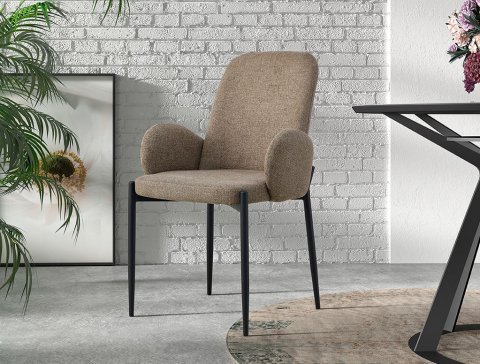 Lot de 2 Chaises design tissu taupe VALENTINE