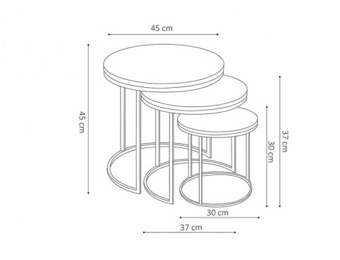 Table d'appoint gigogne ronde en bois massif gris et métal JAHAN