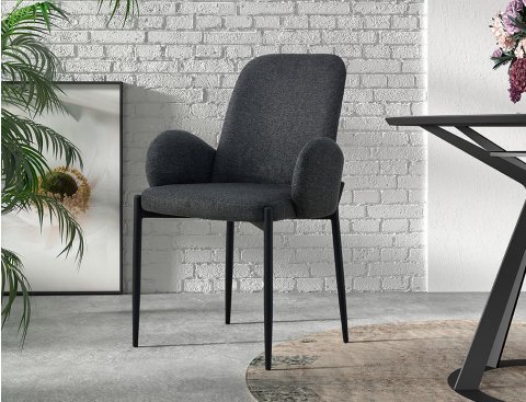 Chaise fauteuil moderne en tissu VALENTINE-Anthracite