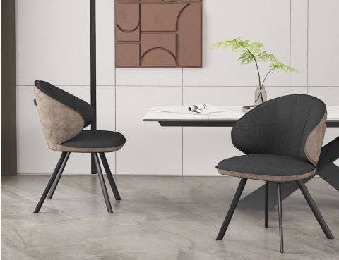 Lot de 2 chaises modernes en tissu gris et simili cuir brun GRAPHITE